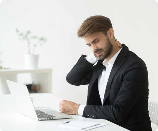 An employee experiencing neck pain